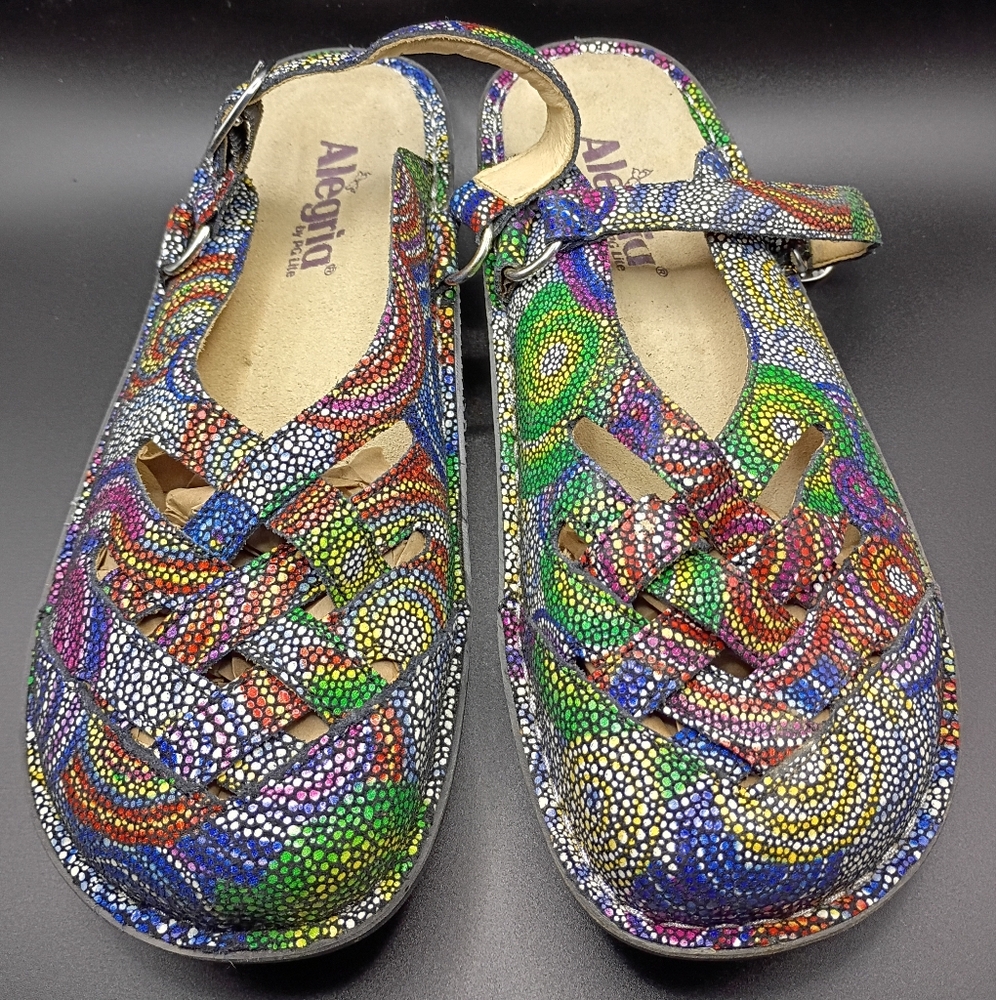 NEW Alegria Leather Slingback Mary Janes Color Freesia Rainbow Mosaic  38 - Picture 3 of 12